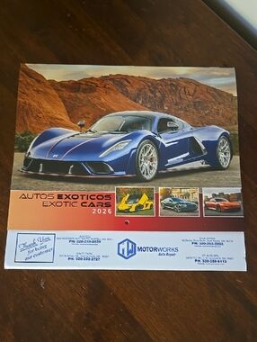 Exotic Car Calendar 2026 spanish American Colorful